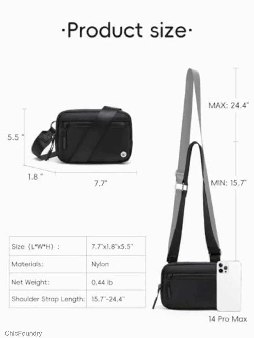 Small Nylon Crossbody Bag with Adjustable Strap for Travel